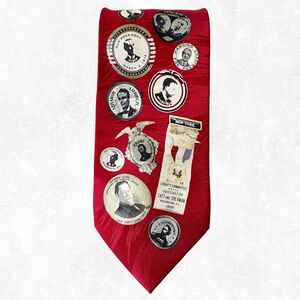 Museum Artifacts Political Theme Campaign Pins Men's Red Silk Neck Tie